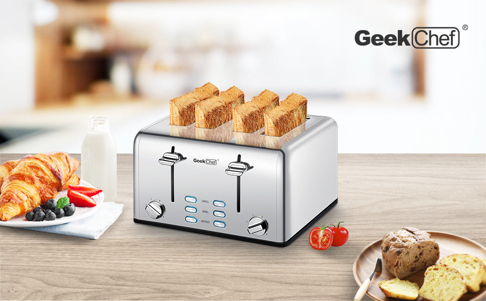 Geek Chef Toaster 4 Slice Stainless Steel