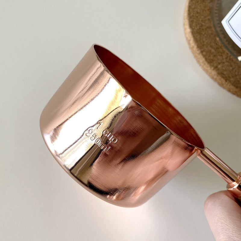 Stainless steel rose gold coffee measuring cup