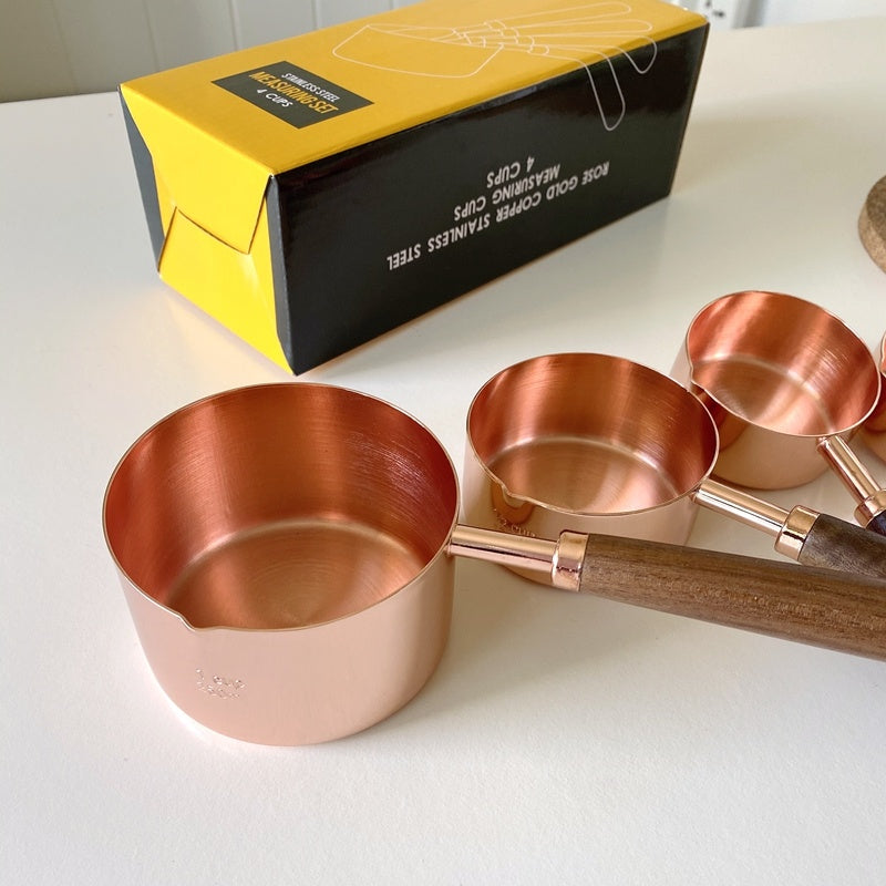 Stainless steel rose gold coffee measuring cup