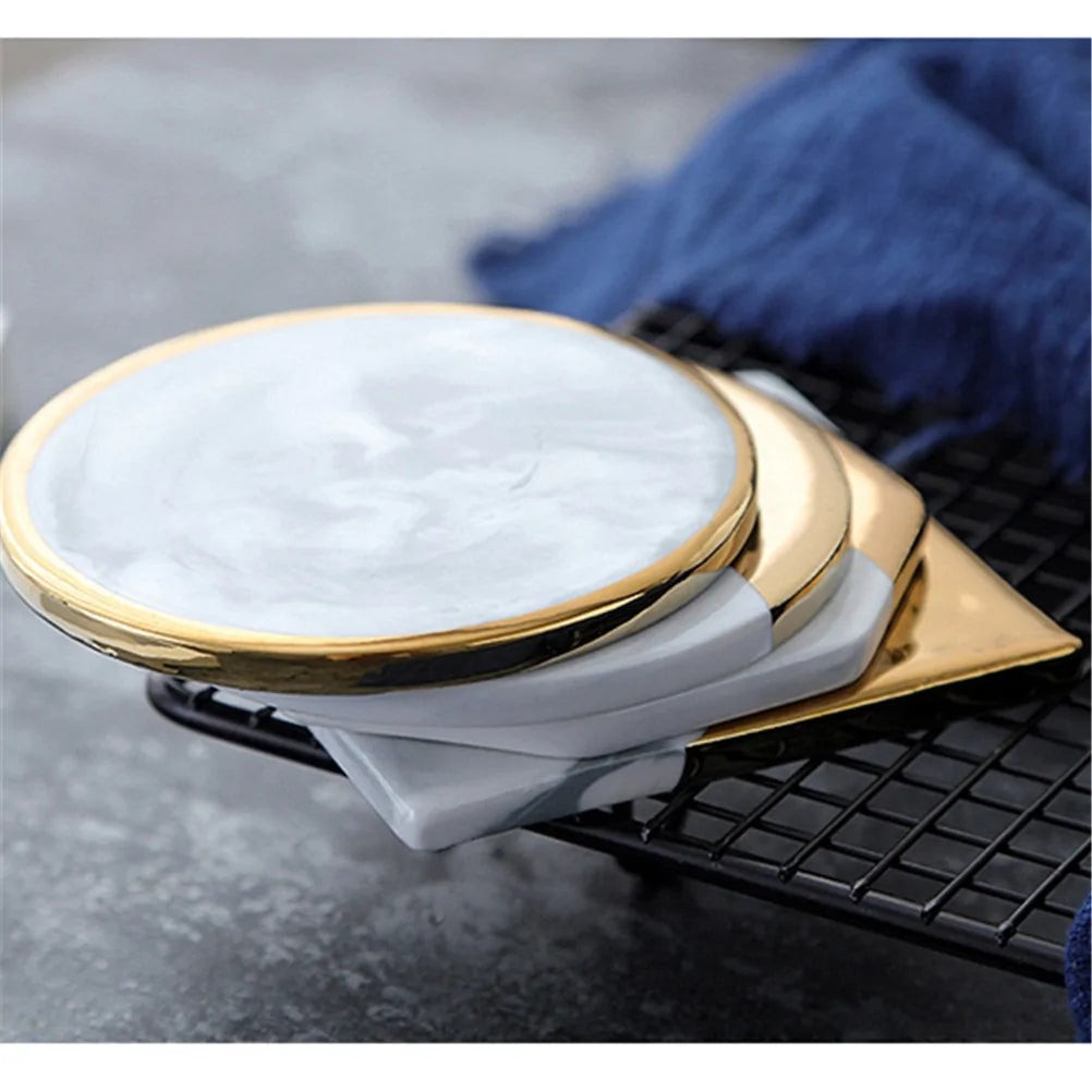 Gold Marble Ceramic Coaster: