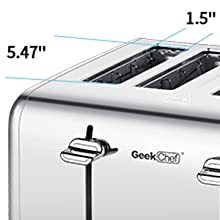 Geek Chef Toaster 4 Slice Stainless Steel