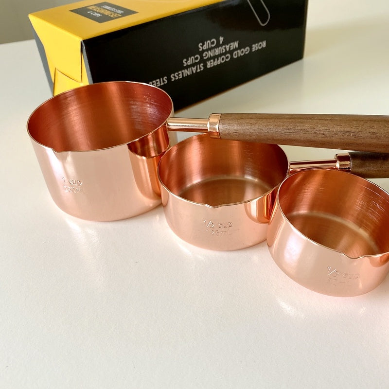 Stainless steel rose gold coffee measuring cup