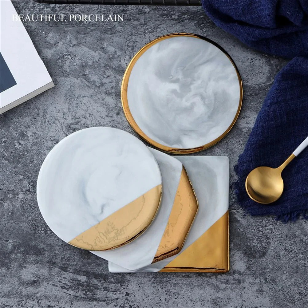 Gold Marble Ceramic Coaster: