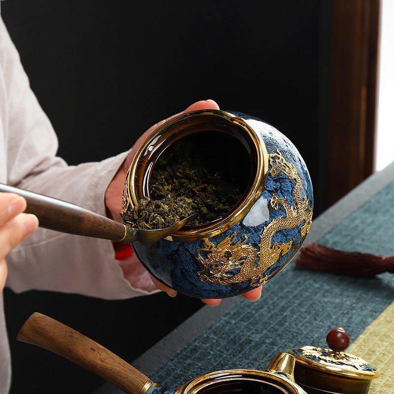 Golden Inlaid Jade Tea Pot