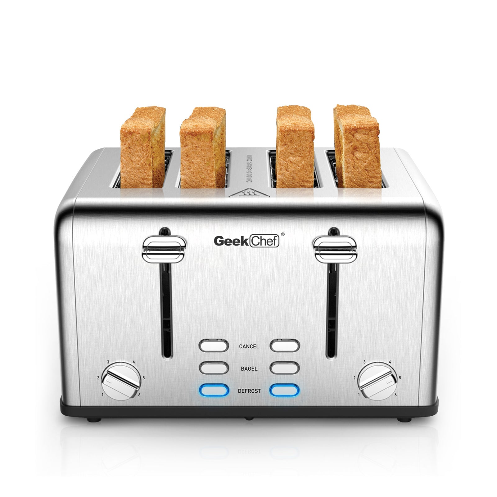 Geek Chef Toaster 4 Slice Stainless Steel